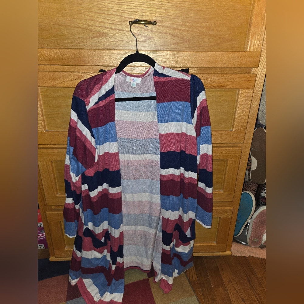 LuLaRoe Pink and White Cardigan